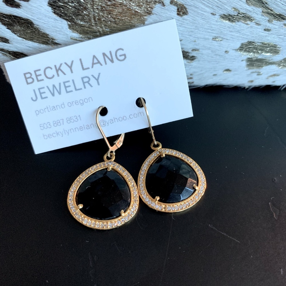 Black onyx teardrop earrings